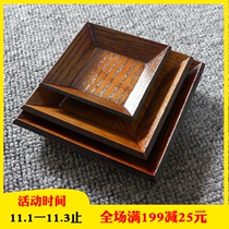 New mini wooden saucer beveled wooden saucer large small and medium tea set Cup Cup cushion retro solid color wooden cup holder