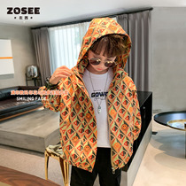 Left West Boys Autumn Coats Children Hood Reflective Top Tide Brand Boys Spring and Autumn 2021 New Tide