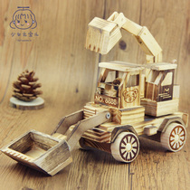 Manufacturer direct sales wooden digger model Large number of bulldozer swing piece Childrens toy scenic spot showy sale