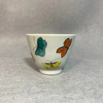 Jingdezhen old factory goods ancient porcelain tea cup 90 s hand-painted butterfly pattern Jiangxi porcelain company manufacturing