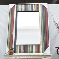 Export U.S. order creative solid wood color matching hanging mirror bathroom sink makeup mirror and other multifunctional decorative mirrors