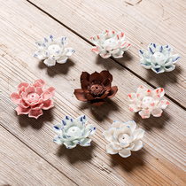 Hand-made ceramic flower flower lotus Hand-pinched ceramic flower tea road ornaments line incense tray Tea pet accessories