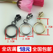 No. 5 No. 8 metal resin nylon zipper head hanging plated gun color silver white light gold dress cotton clothes circle bright gun pull head