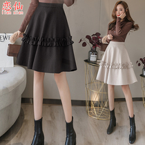 Half-body dress Women 2022 spring new high waist A character fluffy short dress Women Eurostock Agaric Side Fur With Great Swing Umbrella Skirt