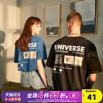 Radiohead blue universe design sense T-shirt men short sleeve fashion ins Super fire lovers summer Women