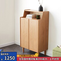 All solid wood shoe cabinet Nordic oak storage locker wooden modern simple home living room small family porch door cabinet