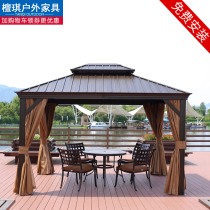 Outdoor Four Corner Post Cool Pavilion Sub Patio Garden PC Board Iron Art Shading Shed Four Columns Pavilions Rain Protection Sun Shelter Grape Racks