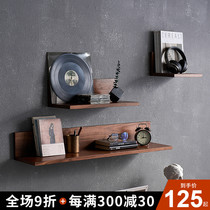 Nordic solid wood wall rack widened partition black walnut living room storage rack storage rack
