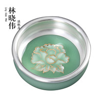 Longquan celadon handmade gilt tea cup Sterling Silver Master Cup single cup inlaid silver tea bowl kung fu tea set