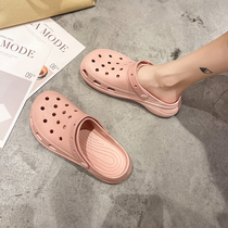 Hole Dongle Shoes Women Summer Outwear Non-slip Breathable Soft Bottom Beach Shoes Nurse thick bottom Baotou Slippers Woman Dongle Sandals