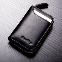 Card bag male leather small large capacity multi card position card cover cowhide zipper organ card bag female drivers license bag card holder