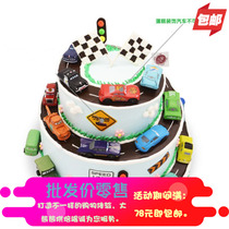 Car Total Mobilised Mckun Racing Bike Racing Track Car Baking Pendulum Boy Cake Decoration