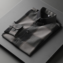 2021 Spring Autumn New Bronzed Plaid Shirt Man Long Sleeve Inch Shirt Korean version Body Suits for Business Leisure Shirt Man