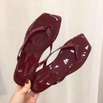 Flip flops womens summer shoes drag 2019 new cool slippers women wear fashion and wild candy color wind flat square head 