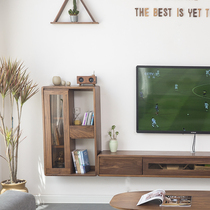 Nordic Solid Wood TV Side Cabinet Modern Minimalist Living-room Background Wall Shelve TV Cabinet TV Cabinet Combined Wall Cabinet Narrow Chandelia