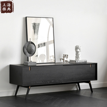 Imported modern minimalist Nordic light luxury design oak sliding door TV cabinet audio-visual cabinet storage small apartment retro