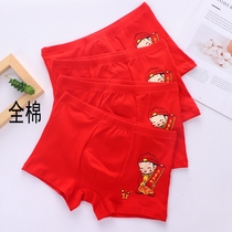Childrens red underwear mens boxer pants cotton middle waist born year middle school boy cartoon boy four corner short pants underpants