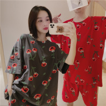 Couple short sleeves Sleeping Woman Summer Thin pure cotton cute cartoon Sesame Street Home Conserved Big Code 200 Catty Suit