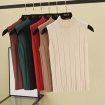 Knitted Harness Vest Woman Nehitch Spring Summer Lady Fashion 100 Hitch Body Half Height Collar Bottom Sleeveless Black Blouse