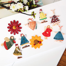 Fan makeup pastoral home decoration refrigerator stickers European style country painting stereo magnet American cute refrigerator stickers