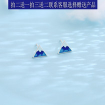 s925 pure silver snow Mountain ear nail female minimalist personality super fairy Japan Fuji Mountain explicit face slim earrings student gift tide