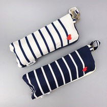 Japan imports WPC five-fold three-fold mini-stripe clear umbrella beach umbrella sailor Navy Fresh Ins