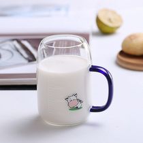 Breakfast cup oatmeal European cute design sense yogurt cup subnet red soybean milk glass with scale water Cup