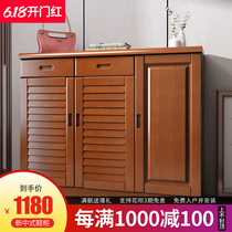 Solid wood shoe cabinet modern Chinese two door three door locker storage cabinet living room solid wood furniture door locker