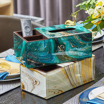 Light luxury European gold glass multifunctional tissue box home living room dining room remote storage decoration paper box