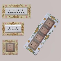 Pastoral switch wall sticker protective cover resin panel socket decoration home personality creative four open three open double Open