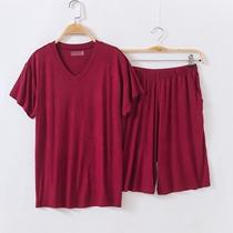 Summerdale cotton short-sleeved shorts T-shirt mens suit pajamas casual home clothes Middle-aged loose large size V-neck fat