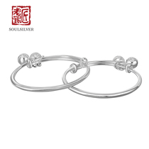 Old silversmith 999 foot silver baby anklet Bell sterling silver baby Full Moon year old glossy push-pull baby silver anklet