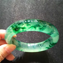 Longyu Culture Old Pit Burmese Ice Seed Floating Emerald Floating Green Flower Positive Ring Jade Bracelet Womans Permeable Jade Bracelet