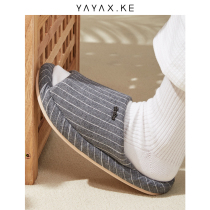 Day-style striped cotton linen slippers female summer home with soft bottom deodorant Indoor non-slip Spring autumn Seasons cool slippers