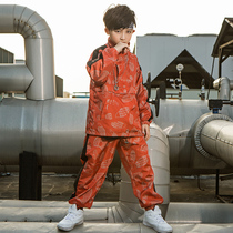 Childrens hip-hop suit hip-hop boys loose childrens drums long-sleeved performance clothing chorus clothing performance clothing trendy clothing