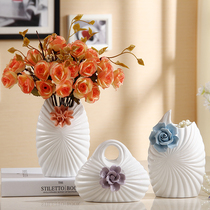 Modern ceramic small vase ornaments fashion simple home partition decoration small fresh vase crafts