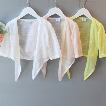 Childrens shawl summer 2021 short air-conditioned shirt thin small kava cardigan girl coat sunscreen clothes 0149