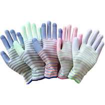 Zebra pattern PU Palm thin dip glue anti-static glue gardening non-slip wear-resistant work electronics factory labor protection gloves
