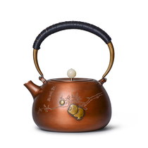 Wu Zenshen carved copper pot kettle pure handmade pure copper teapot old-fashioned large capacity cooking teapot