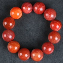 18 7-20 2mm129 32 grams (Baoshan material) round color Jianan red agate bracelet bracelet