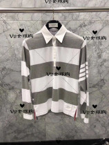 (V2)Thom Browne 20 Spring Summer New style striped cotton long sleeve polo shirt