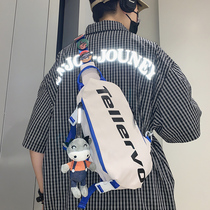 Men Skew Shoulder Bag Ins Tide Card Tooling Sports Chest Bag Casual Day Students Backpacks Trendy Hip Hop Small Satchel Bag