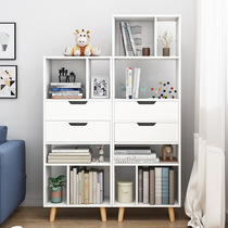 Simple floor-to-ceiling small bookshelf width 50cm with drawer bedroom shelf bookshelf Girls bedroom bay window locker