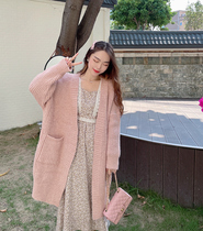 MOBAI WARM SUEDE SUEDE Lazy Wind Loose Sweater Jacket Woman Autumn Winter New Thickening Gentle Mid-Knitted Cardiovert