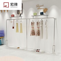 Clothing store display rack upper wall wall stainless steel hanging clothes rack simple modern womens clothing store shelves
