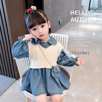Girl Denim Dress Girl Dress Spring Autumn 2022 New Childrens Spring Dress Children Baby Spring Dress Princess Nepotism