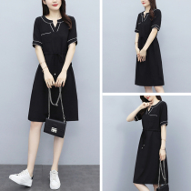 One-piece dress Women 2022 Summer new fashion Casual Loose Draw Rope cashew Hedge Benwind Little Black Black Dress