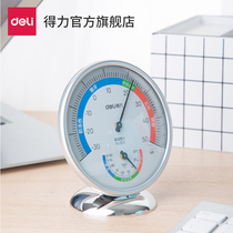 Deli hygrometer Office household indoor and outdoor dual-use wet and dry thermometer Fashion thermometer Baby room