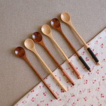 Japanese wooden spoon Coffee stirring spoon Creative solid wood winding spoon Cold drink spoon Long handle wooden spoon Natural environmental protection