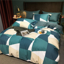 (Q BB)60 cotton four-piece Nordic simple cotton sheet quilt cover fashion casual plaid bedding